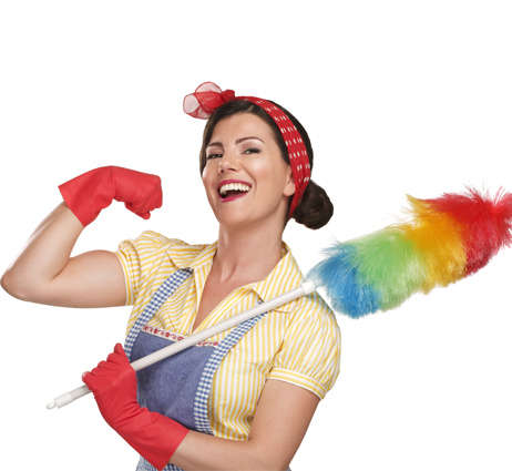 Image Cleaning with woman holding duster